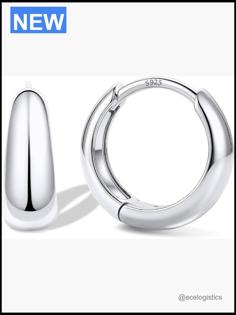 Huggie Hoop Earrings 8/10/12/14mm Sterling Silver Hypoallergenic Lightweight
